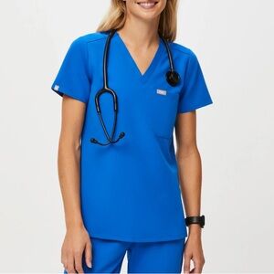 Figs Catarina One-Pocket Scrub Top Blue